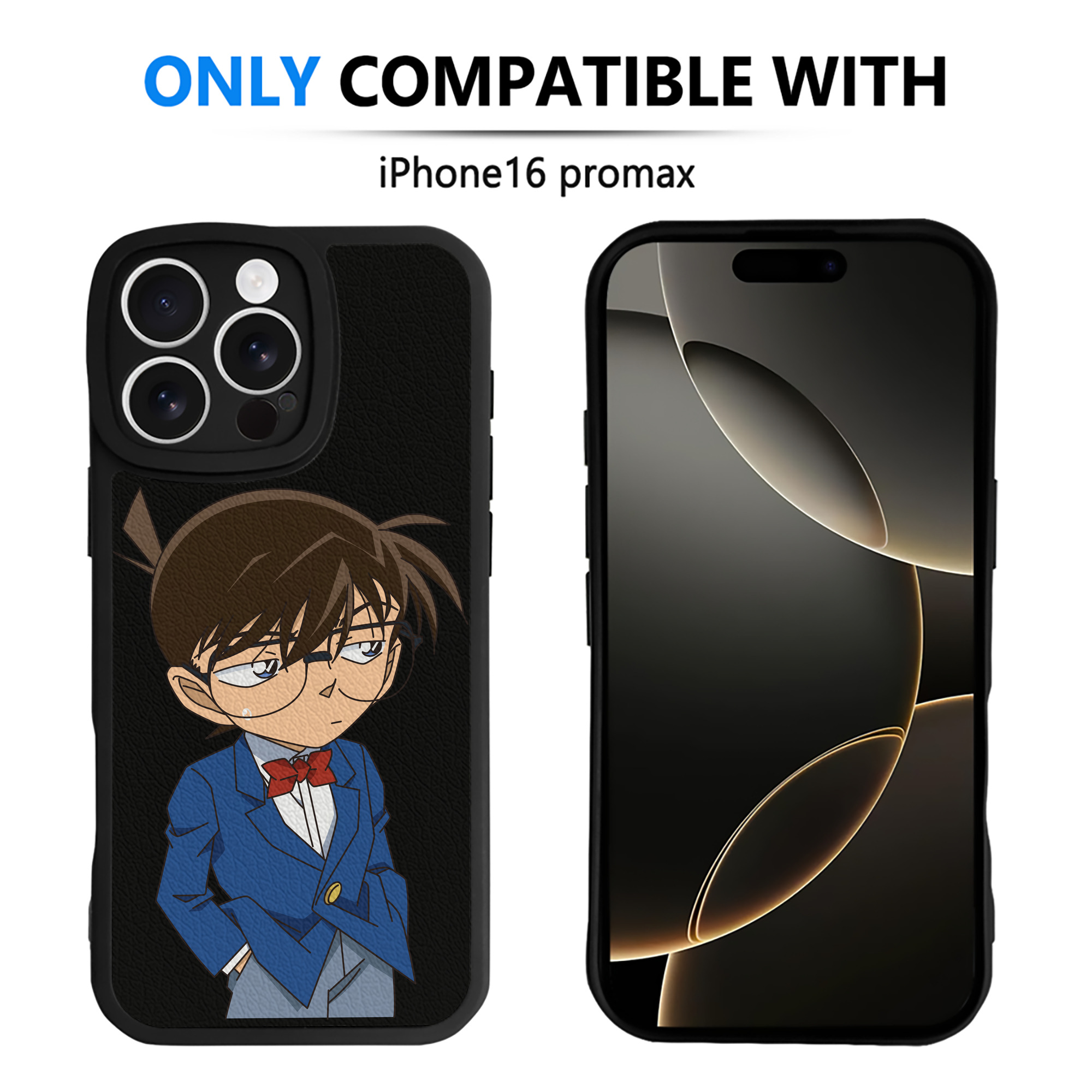 （画像用） 名探偵コナン 江戸川 コナン Detective Conan Conan Edogawa 【iPhone 16シリーズ対応】シリコンスマホケース（レザー調） 材質：シリコン